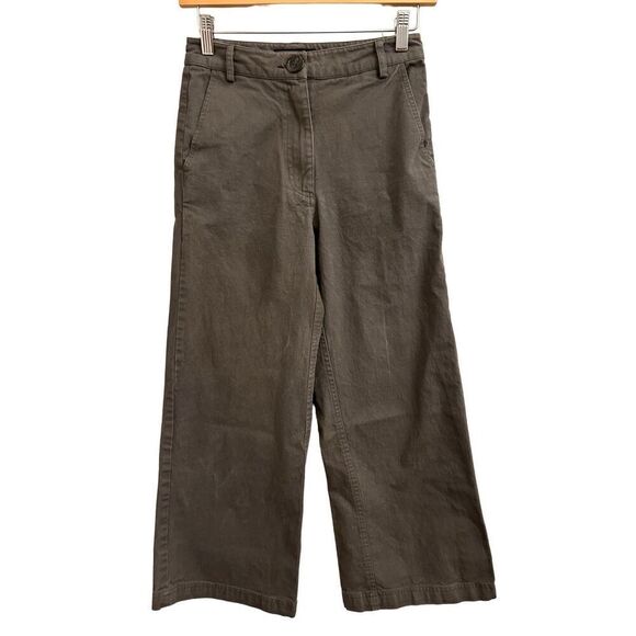 ABLE Aarti wide-leg ankle Four Leaf Clover pants size 0 olive green petite frien - Picture 1 of 11